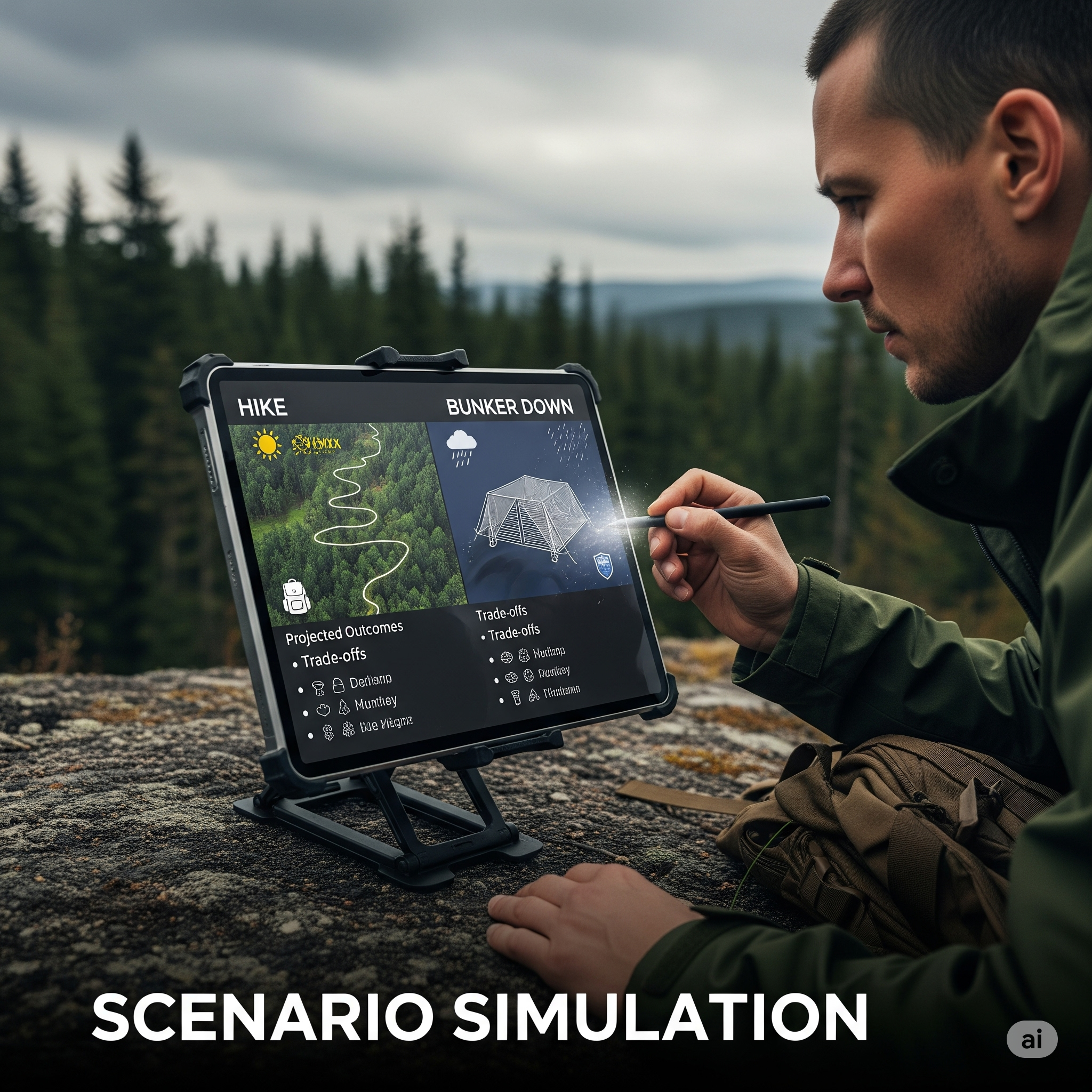 Scenario simulation on a rugged tablet outdoors